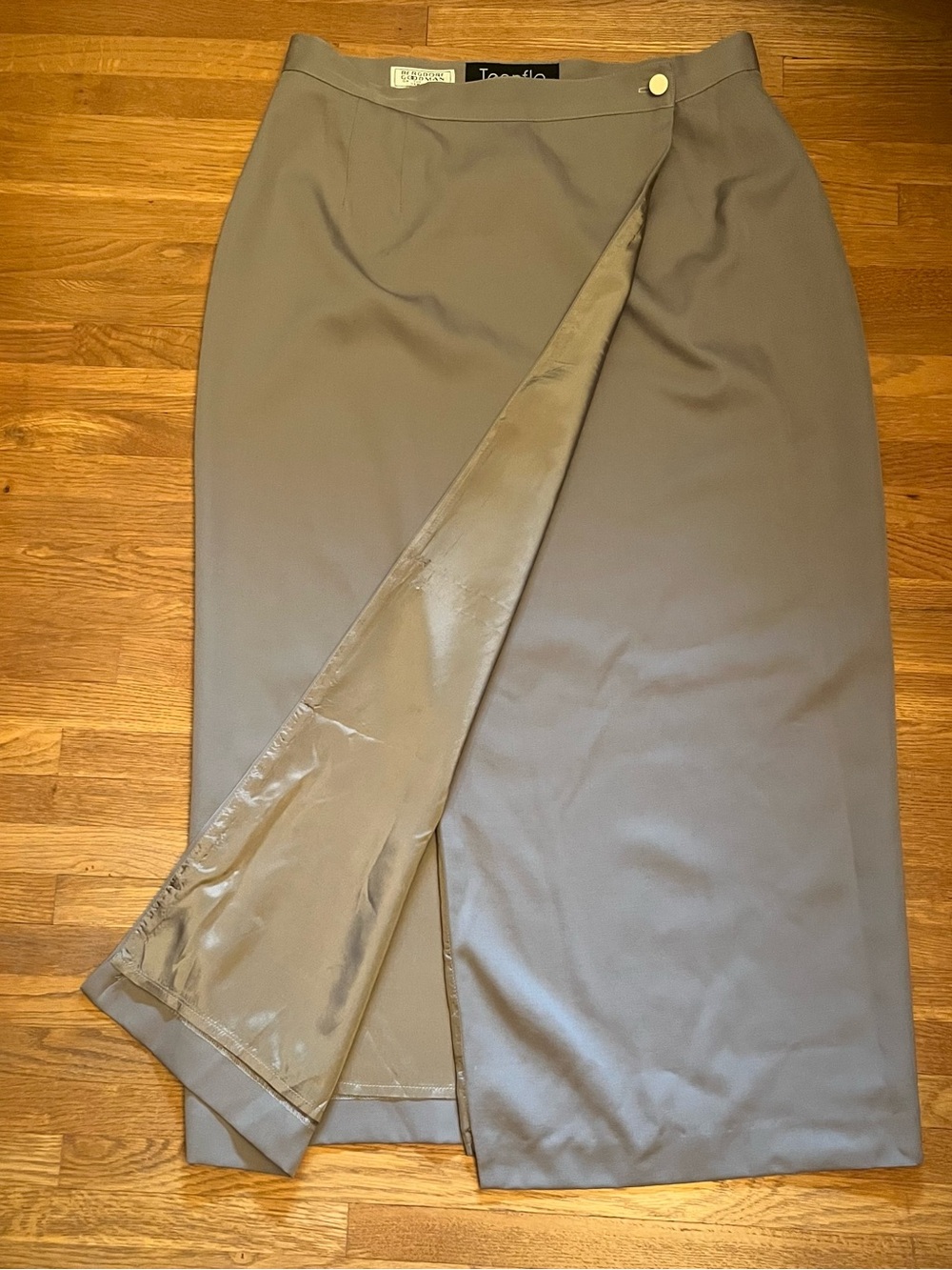 Bergdorf Goodman Teenflo Vintage Taupe Wrap-Front Skirt